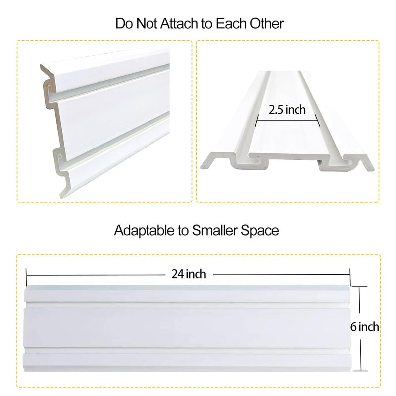 ATOOLA Slatwall Panels 6" x 24", 4-Pack Slatwall Board, PVC Slat Wall Paneling, Heavy Duty Garage Wall Organizer - Image 4